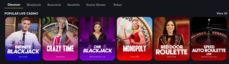 Instant Casino livespel